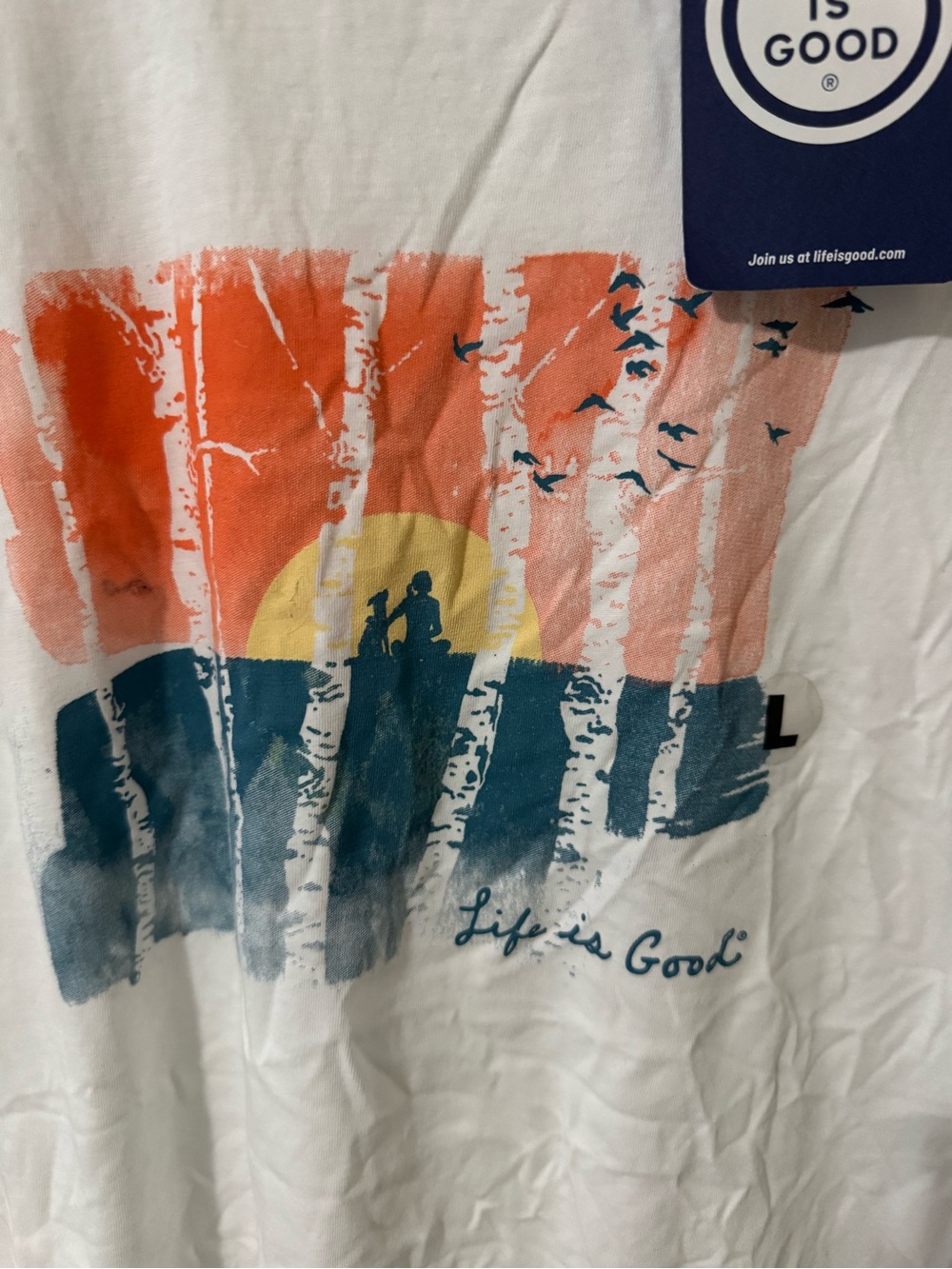Life is Good White Graphic Tee with Sunset Print - Picture 3 of 7